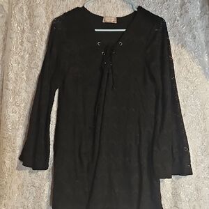 Black Lace-Up Women's Sweater